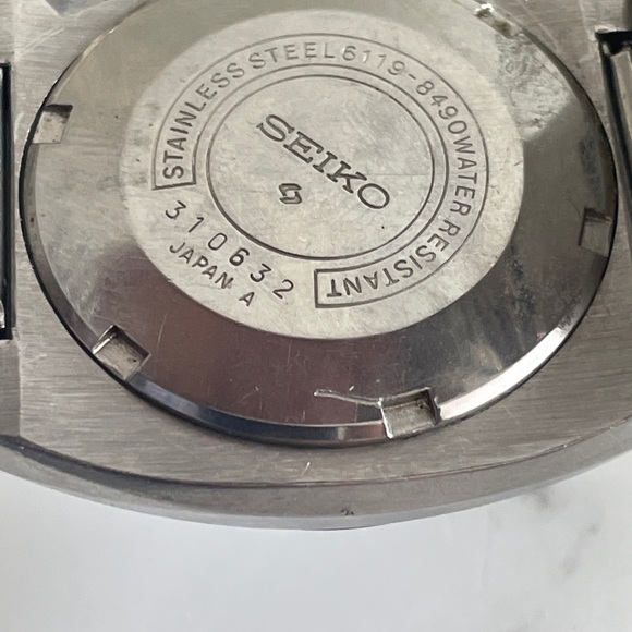 Vintage Seiko 5 automatic day date 6119 8490 Japan Blue w Original Enamel Band - Picture 4 of 9